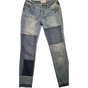 Free People Size 26 Patchwork Jeans Raw Hem Boho